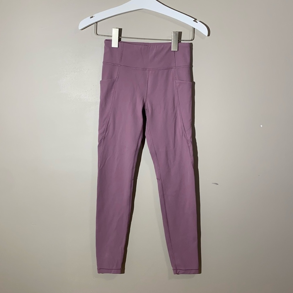 Girls lavender Athleta leggings, size 10/12